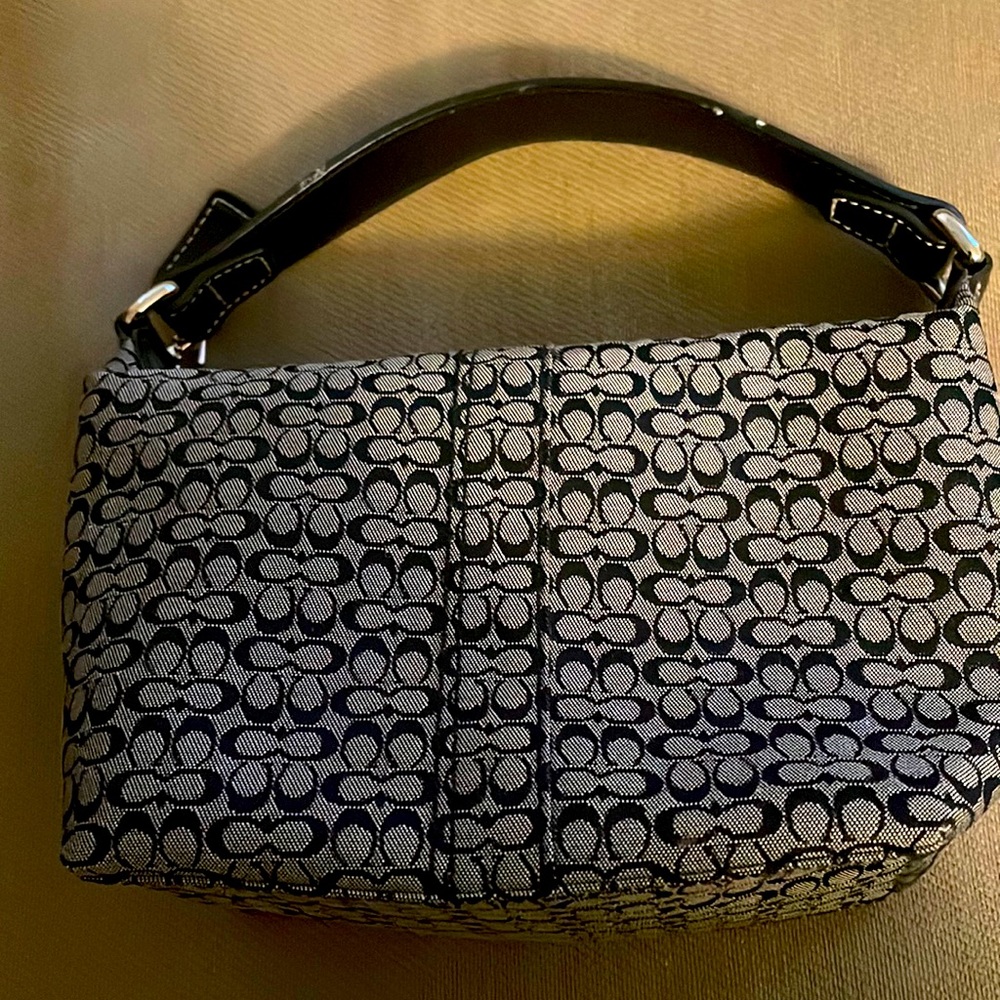 Coach purse black/grey signature canvas
